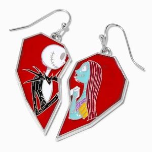 🎁 Jack & Sally Split Heart Drop Earrings